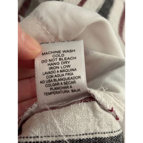 Love Tree Linen Blend Casual Flowy Striped White/Burgundy Cropped Pants L - Picture 5 of 9